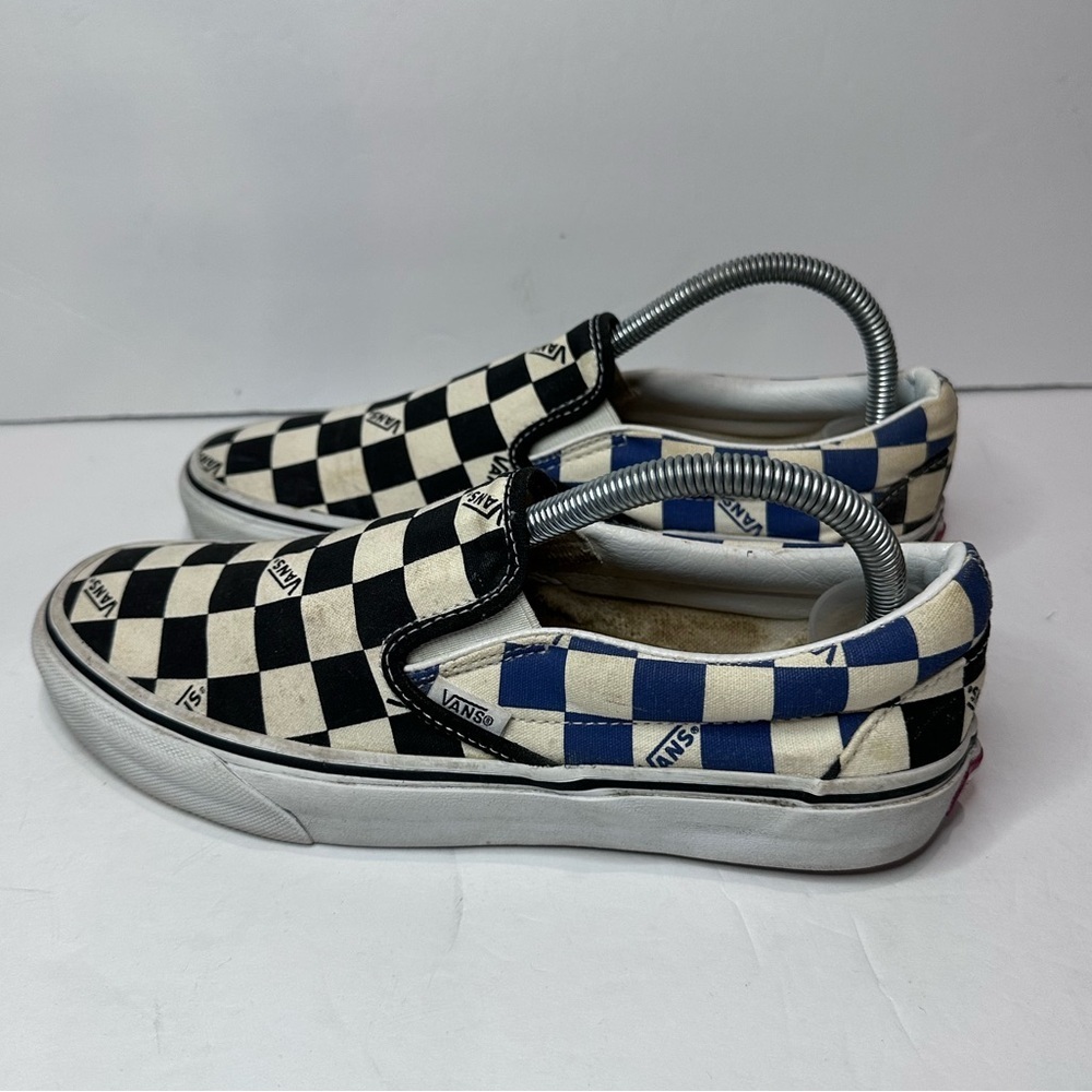 UsedVans Black and White Checkerboard Slip-On Sneakers - Picture 6 of 8
